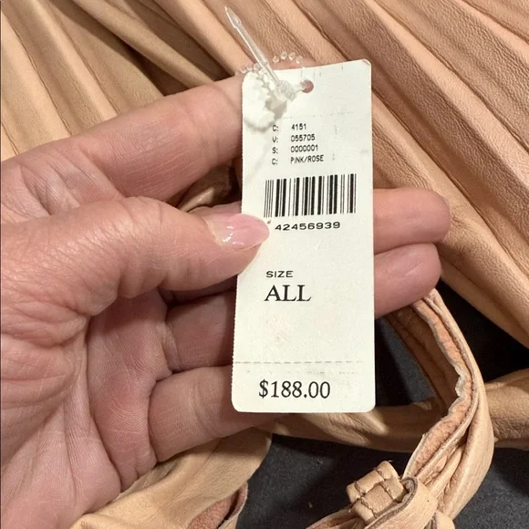 NWT Vintage Anthropologie Pleated Pink/Beige Leather Shoulder Bag - Picture 4 of 7